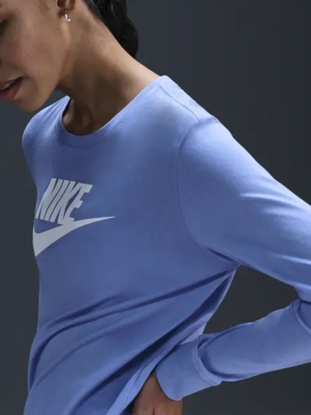Nike Women’s Crew Sweatshirt in Light Blue with White Swoosh
